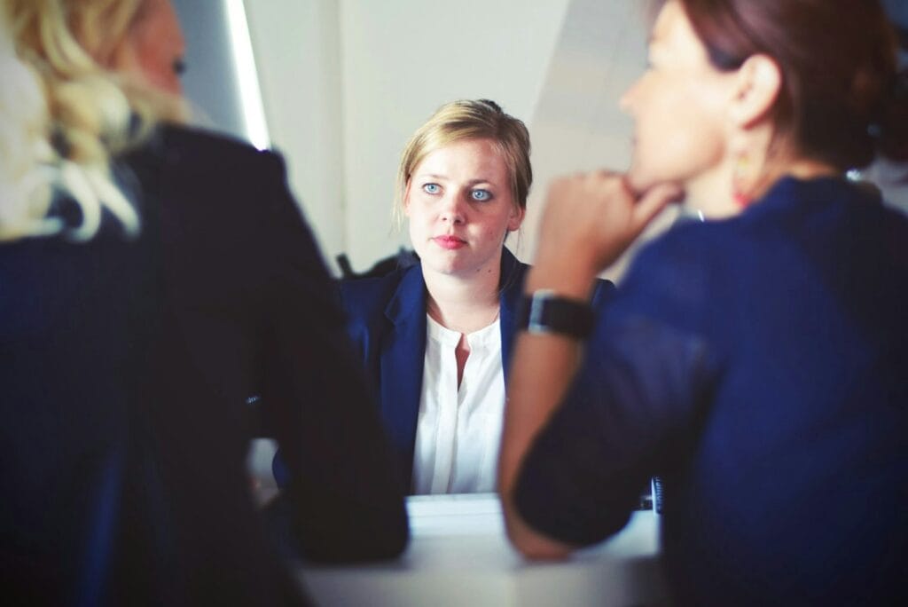 I want to be my won boss what can i do? three women sitting beside table