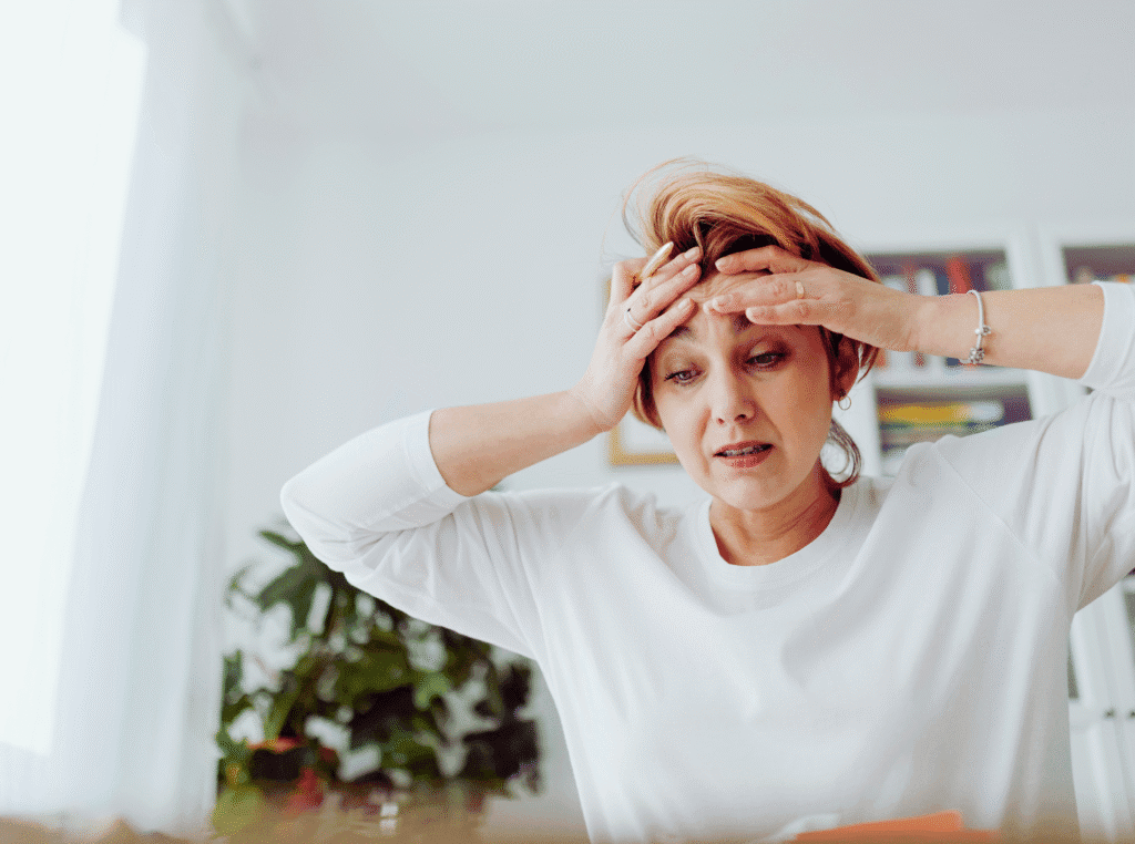 How to Start an Email List. woman with her hands to her head looking totally frustrated.