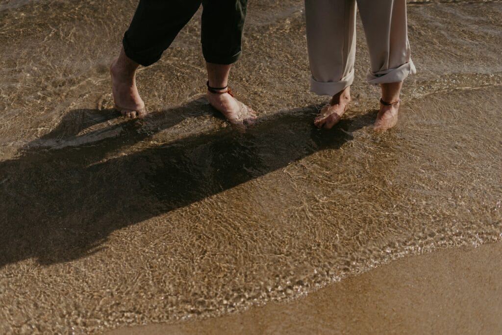 how does grounding work. a couple of people standing on top of a sandy beach