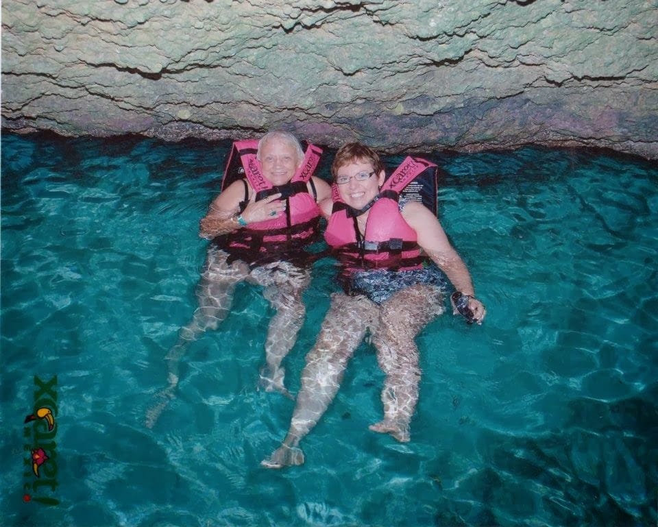 happy heavenly birthday mom. this is mom and me in the underground river in Mexico, we're looking so forward to floating down the entire length. This is one of our favorite adventure memories together.
