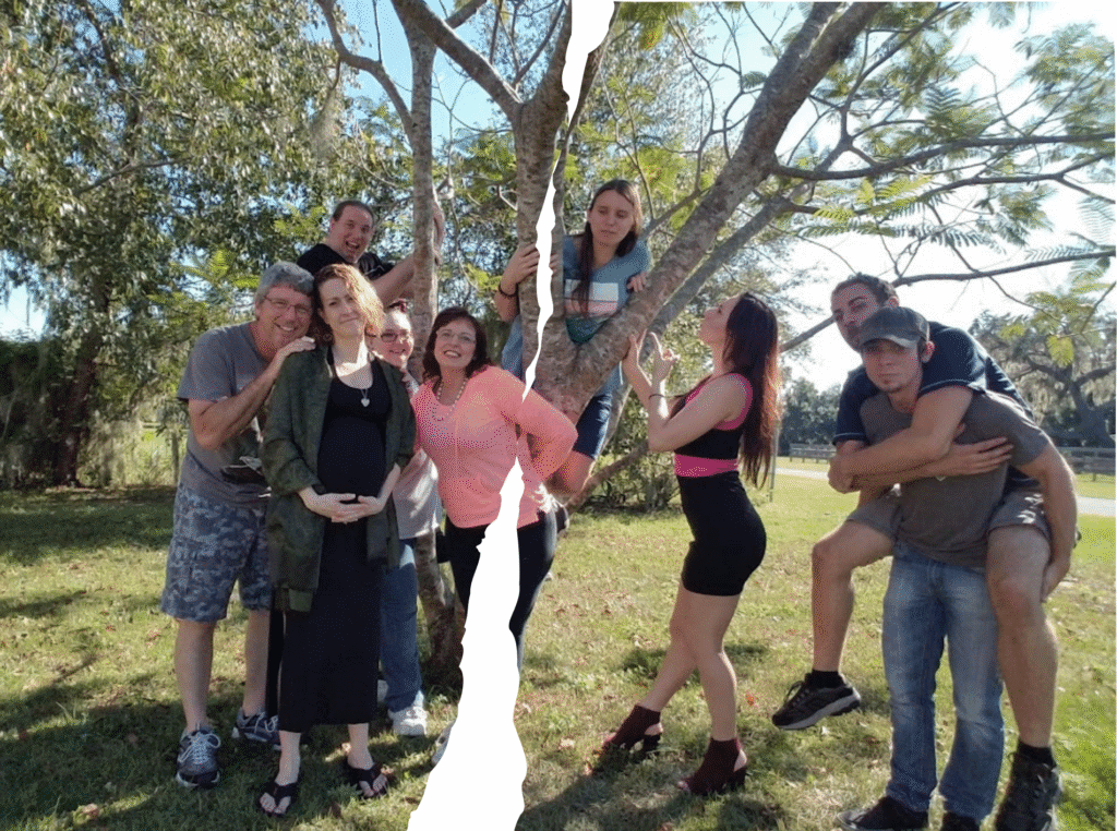 prayers for adult children. image of our family with a tear down the middle representing our family feeling so torn.