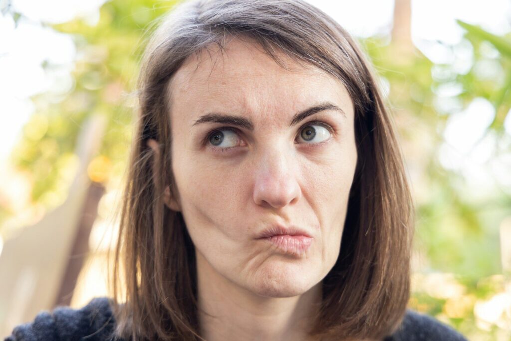 faceless video ideas. a close up of a person with a surprised look on their face