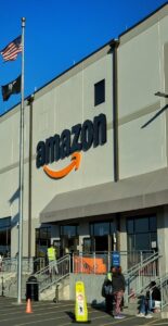 amazon influencer. an amazon store with a person sitting in front of it