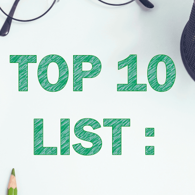 Top 10 things beginners need to know about affiliate marketing. a set of glasses at the top of the image and below that it says in green, top 10 list: with a pencil next to it.