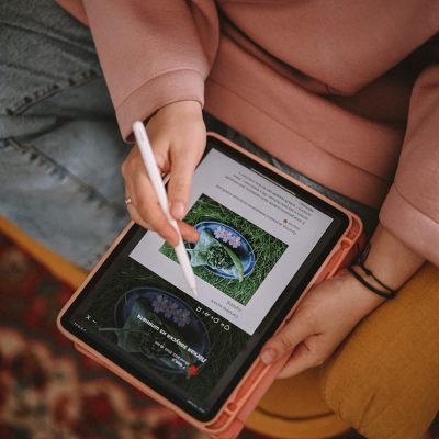 best course to start a blog. a person holding a tablet